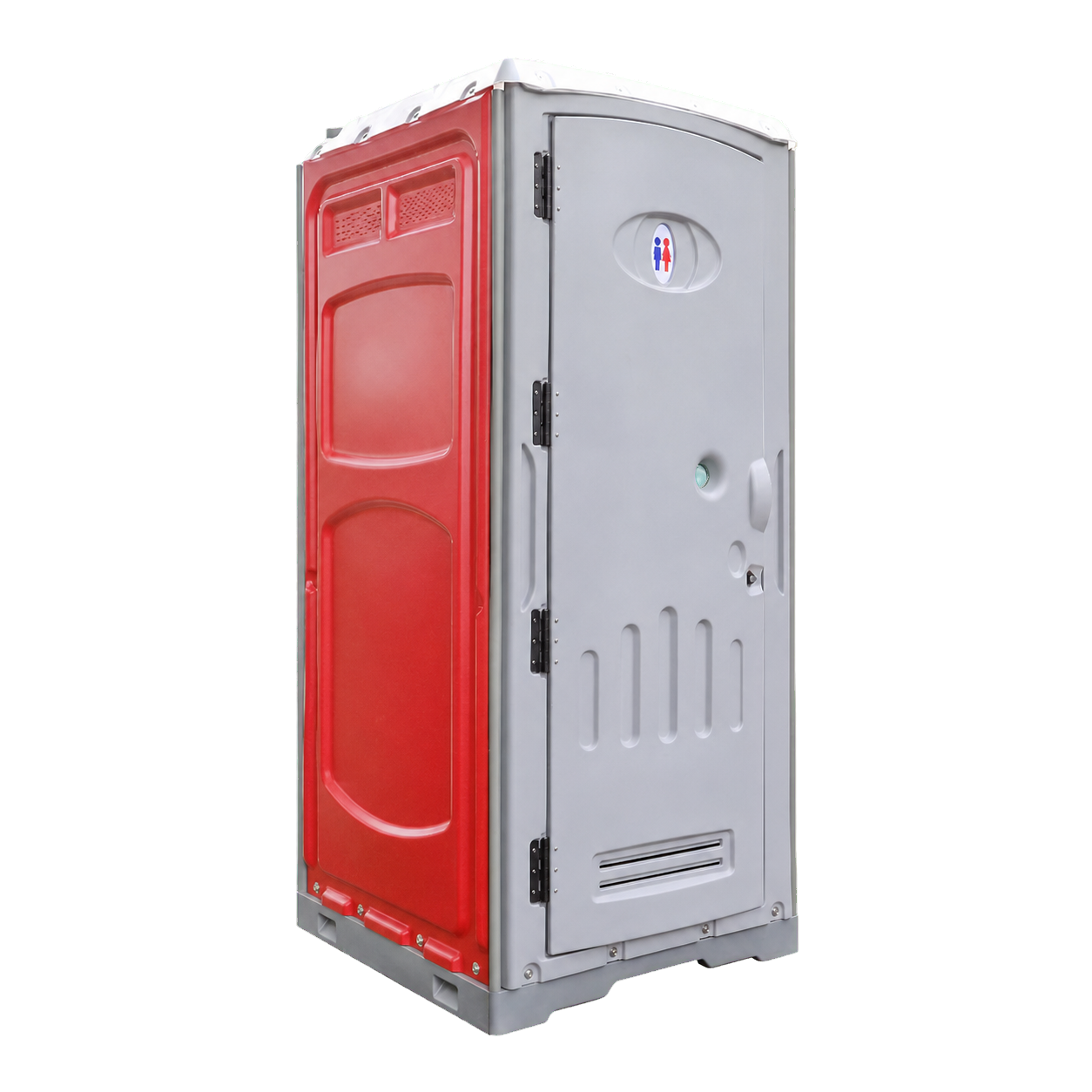 Red and gray HDPE portable toilet